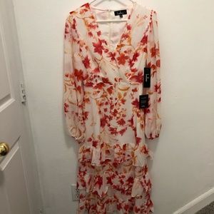 Lulu's "Sweet Sunday Cream and Red Midi Dress"
